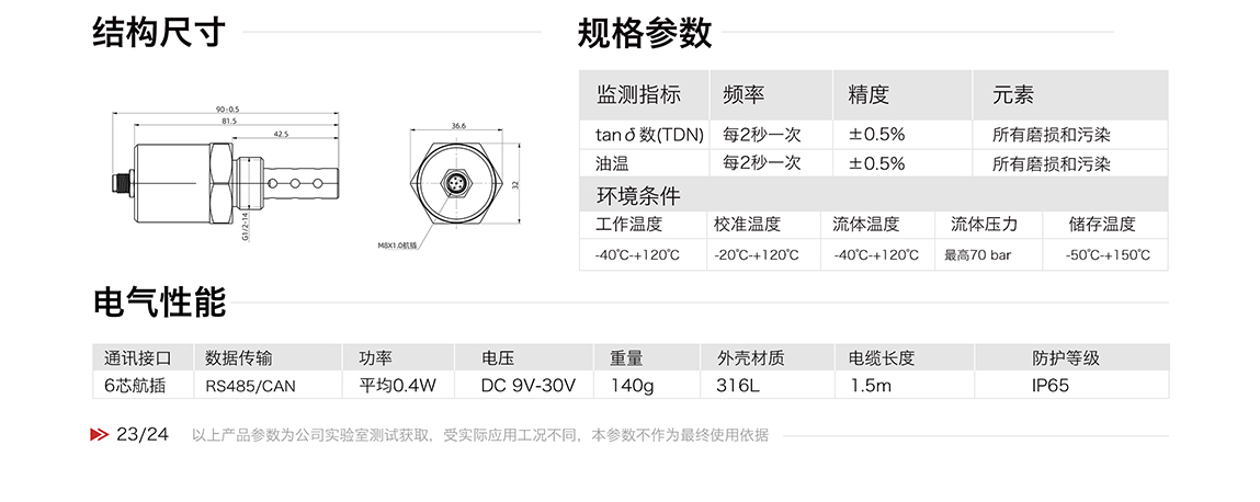 ITD-3系列油液正切损耗角传感器 规格参数